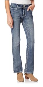 Luscious Curvy Bootcut Mid-Rise Bling Insta Stretch Juniors Jeans (Standard and Plus)