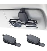 Yuoyar 2 Packs Sunglasses Holders for Car Visor - Magnetic Leather Sunglasses Holder and Ticket C...