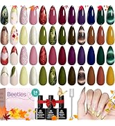 Beetles Fall Gel Nail Polish Set, 20 Colors Green Blue Burgundy Purple Brown Gel Polish Glitter P...