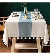 Deep Dream Tablecloth, Embroidered Table Cloth Cotton Linen Wrinkle Free Tablecloths Washable Dus...