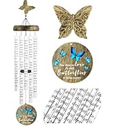 Fabuday Memorial Wind Chimes for Outside - 36" Butterfly Sympathy Windchimes for Loss of Loved On...