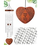 Fabuday Memorial Wind Chimes for Outside - 36" Wooden Angel Wings Sympathy Windchimes for Loss of...