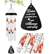 Memorial Wind Chimes Sympathy Gift - Cardinal Windchimes in Loving Memory of Loved One, Bereaveme...