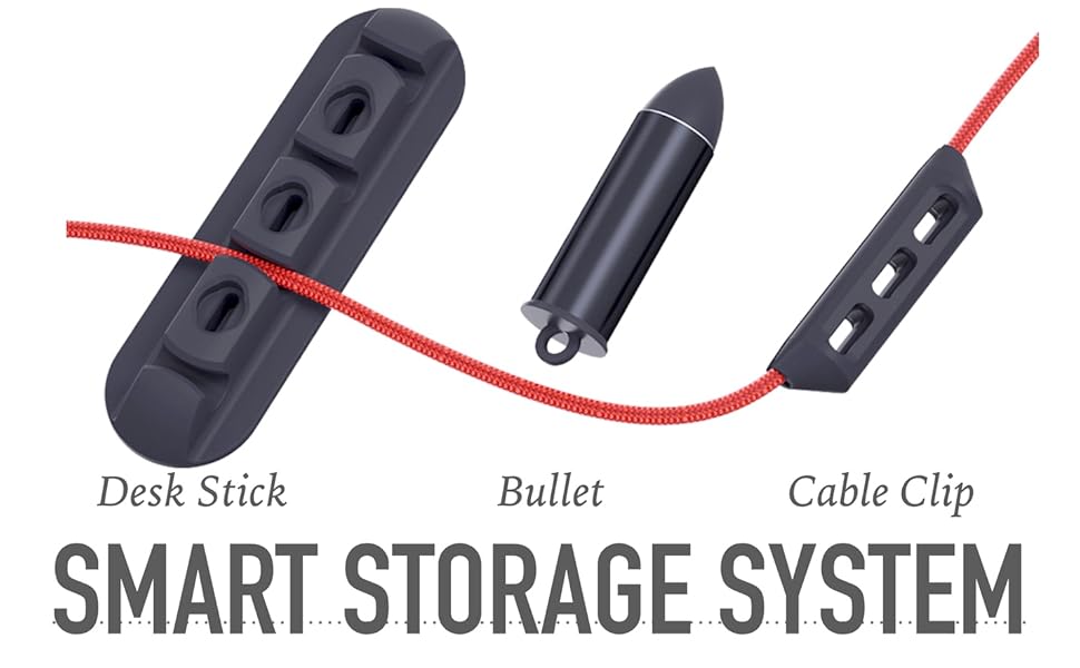 Smart Storage System - Desk Stick / Bullet / Cable Clip - all for magnetic cables and tips