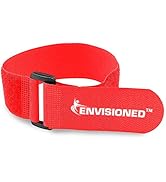 Reusable Cinch Straps 2" x 72" - 2 Pack - Hook and Loop Straps (Neon Red)