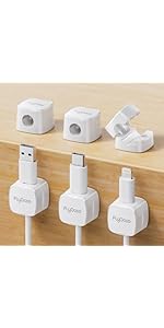 6 Pack Magnetic Cable Clips, FlyCoco Cell Phone Cord Holder for Nightstand, Cord Organizer for Si...