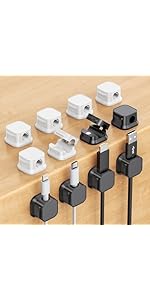 12 Pack Magnetic Cord Organizer, Easy Secure Adhesive Cable Management, FlyCoco Cell Phone Cord H...