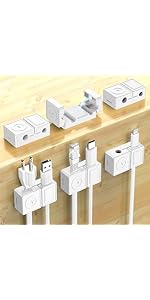 FlyCoco Double Door Magnetic Management Cable Clips, [Cable Smooth Adjustable] Adhesive Cable Cli...