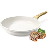 Nonstick Frying Pan Skillet - 9.5" White Granite Non Stick Fry Pans, Omelette Pan Healthy St...
