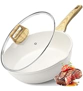 Nonstick Deep Frying Pan - 11 Inch Saute Pan with Lid Granite Induction Cookware, 4.5Qt Non ...