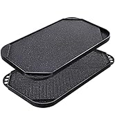 SENSARTE Nonstick Griddle Grill Pan, Pro-Grid Reversible Grill & Griddle Pan, Two Burner Cast Alu...
