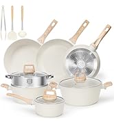 SODAY Pots and Pans Set Non Stick, 13 Pcs Kitchen Cookware Sets White Granite Nonstick Cooking Se...