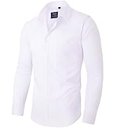 Alimens & Gentle Men's Dress Shirts Solid Long Sleeve Stretch Wrinkle-Free Button Down Shirt with...