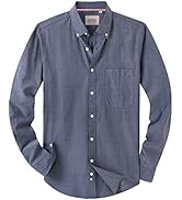 Alimens & Gentle Men's Solid Oxford Shirt Long Sleeve Button Down Shirts with Pocket