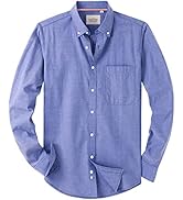 Alimens & Gentle Men's Solid Oxford Shirt Long Sleeve Button Down Shirts with Pocket