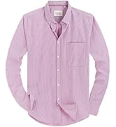 Alimens & Gentle Men's Solid Oxford Shirt Long Sleeve Button Down Shirts with Pocket