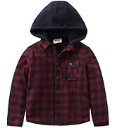 MOMOLAND Little Big Boys Long Sleeve Teddy Fleece Lined Flannel Shirt Jacket with Hood