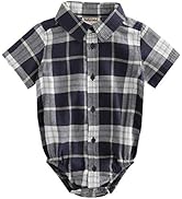 MOMOLAND Infant Baby Boys Woven Button Up Bodysuit Shirt