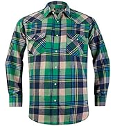 Snap Buttons Flannel Shirts for Men Regular Fit Mens Long Sleeve Shirt