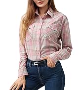 Western Shirts for Women Cotton Long Sleeve Shirts for Women with Snap Buttons Plaid Shirts for W...