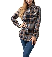 Snap Buttons Flannel Shirts for Women Long Sleeve Shirts for Women Plaid Women Shirts