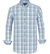 Men's Button Down Shirts Plaid Long Sleeve Dress Shirts Regular-Fit Casual Shirt