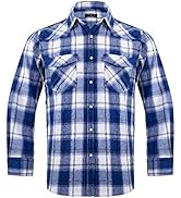 Snap Buttons Flannel Shirts for Men Regular Fit Mens Long Sleeve Shirt