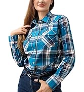 Western Shirts for Women Cotton Long Sleeve Shirts for Women with Snap Buttons Plaid Shirts for W...