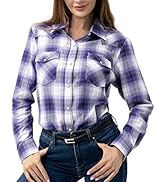 Western Shirts for Women Cotton Long Sleeve Shirts for Women with Snap Buttons Plaid Shirts for W...