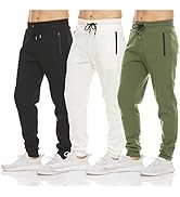 PURE CHAMP Mens 3 Pack Fleece Active Athletic Workout Jogger Sweatpants for Men with zipper pocke...