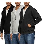 PURE CHAMP 3pk Cotton Hoodies for Men Full Zip Up Mens Hoodies Fleece long sleeve Active Athletic...