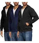 PURE CHAMP 3pk Cotton Hoodies for Men Full Zip Up Mens Hoodies Fleece long sleeve Active Athletic...