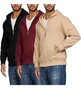 PURE CHAMP 3pk Cotton Hoodies for Men Full Zip Up Mens Hoodies Fleece long sleeve Active Athletic...