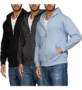 PURE CHAMP 3pk Cotton Hoodies for Men Full Zip Up Mens Hoodies Fleece long sleeve Active Athletic...