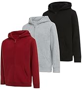 PURE CHAMP Boys 3 pack zip up hoodie Fleece long sleeve essentials hoodie for boys Athletic Kids ...