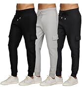 PURE CHAMP Mens 3 Pack Fleece cargo pants Active Athletic mens sweatpants Workout Jogger Drawstri...