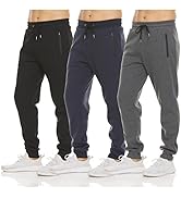 PURE CHAMP Mens 3 Pack Fleece Active Athletic Workout Jogger Sweatpants for Men with zipper pocke...