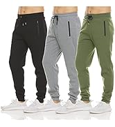 PURE CHAMP Mens 3 Pack Fleece Active Athletic Workout Jogger Sweatpants for Men with zipper pocke...