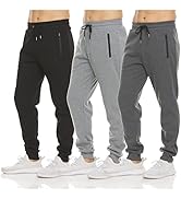 PURE CHAMP Mens 3 Pack Fleece Active Athletic Workout Jogger Sweatpants for Men with zipper pocke...