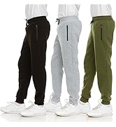 PURE CHAMP 3Pk Boys Sweatpants Fleece Athletic Workout Kids Clothes Boys Joggers with Zipper Pock...