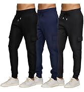 PURE CHAMP Mens 3 Pack Fleece cargo pants Active Athletic mens sweatpants Workout Jogger Drawstri...