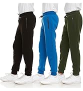 PURE CHAMP 3Pk Boys Sweatpants Fleece Athletic Workout Kids Clothes Boys Joggers with Zipper Pock...