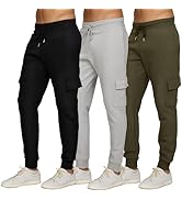 PURE CHAMP Mens 3 Pack Fleece cargo pants Active Athletic mens sweatpants Workout Jogger Drawstri...