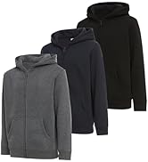 PURE CHAMP Boys 3 pack zip up hoodie Fleece long sleeve essentials hoodie for boys Athletic Kids ...