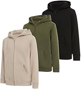 PURE CHAMP Boys 3 pack zip up hoodie Fleece long sleeve essentials hoodie for boys Athletic Kids ...