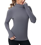 THE GYM PEOPLE Women's Mock Turtleneck Long Sleeve Shirts Fleece Thermal Underwear Pullover Tops ...