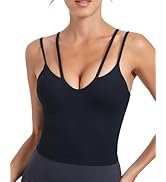 RUNNING GIRL Longline Sports Bras for Women,Strappy Medium Support Workout Tank Tops with Built i...