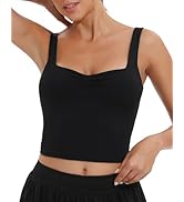 RUNNING GIRL Sweetheart Neckline Longline Sports Bra for Women,U Back Workout Crop Tank Top with ...