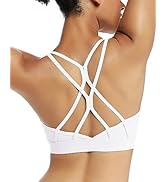 RUNNING GIRL Strappy Sports Bra for Women Sexy Crisscross Back Light Support Yoga Bra with Remova...