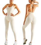 RUNNING GIRL One Piece Jumpsuit, Yoga Bodycon Ribbed Jumpsuit with Tummy Control Bodysuits for Wo...